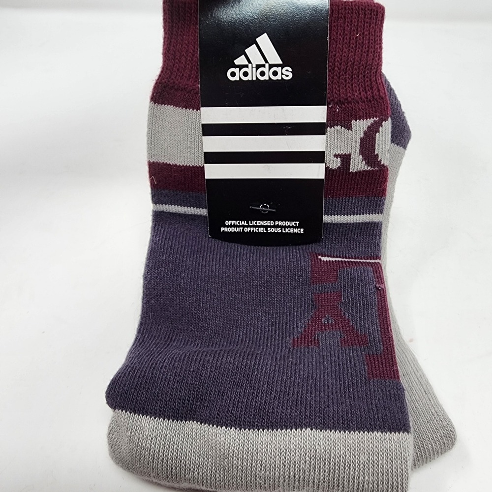 Adidas Texas A&M Aggies Socks Size L NCAA Crew Cotton Blend Maroon Grey 11FA-741
